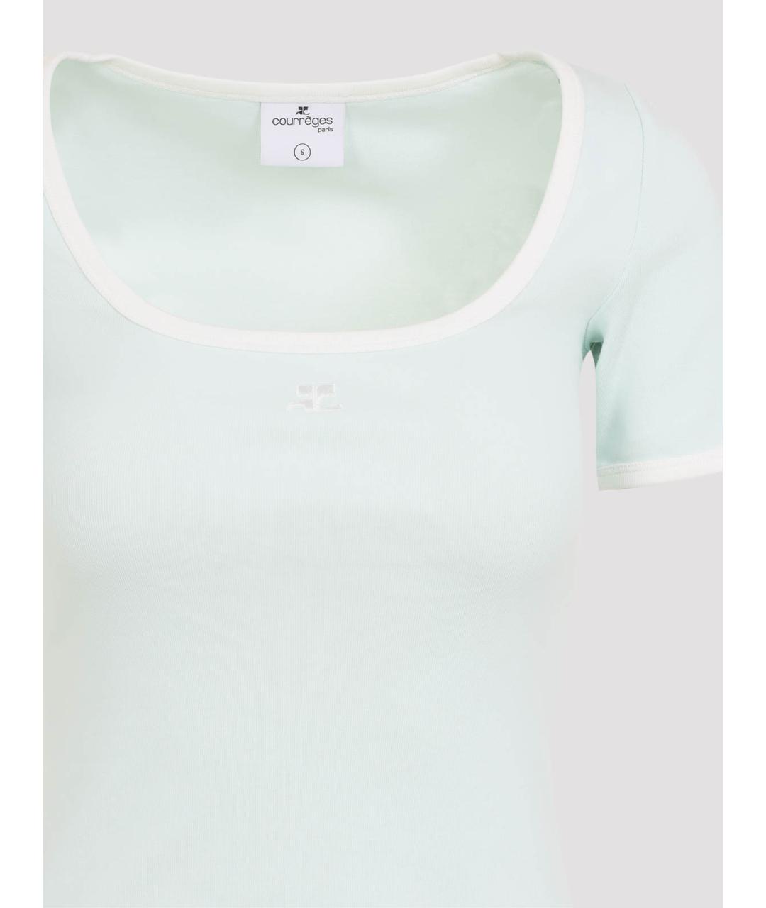 COURREGES Бирюзовое хлопковое повседневное платье, фото 3