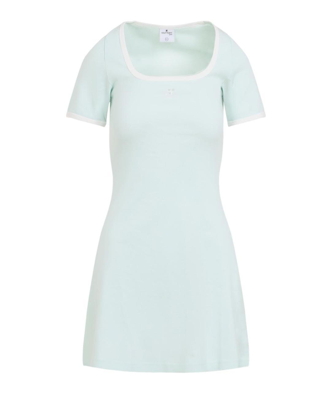 COURREGES Бирюзовое хлопковое повседневное платье, фото 1