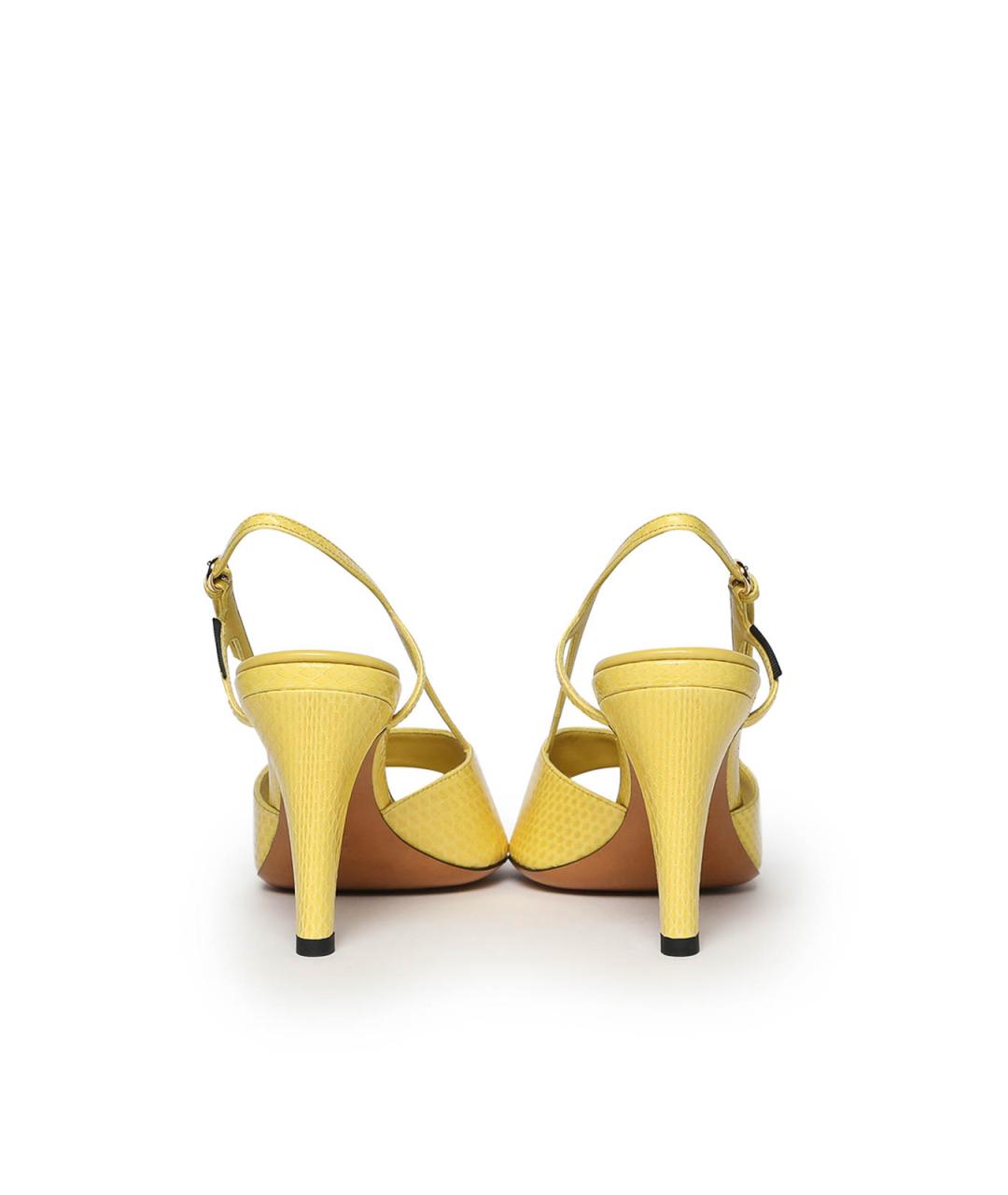 MIU MIU Желтые кожаные босоножки, фото 3