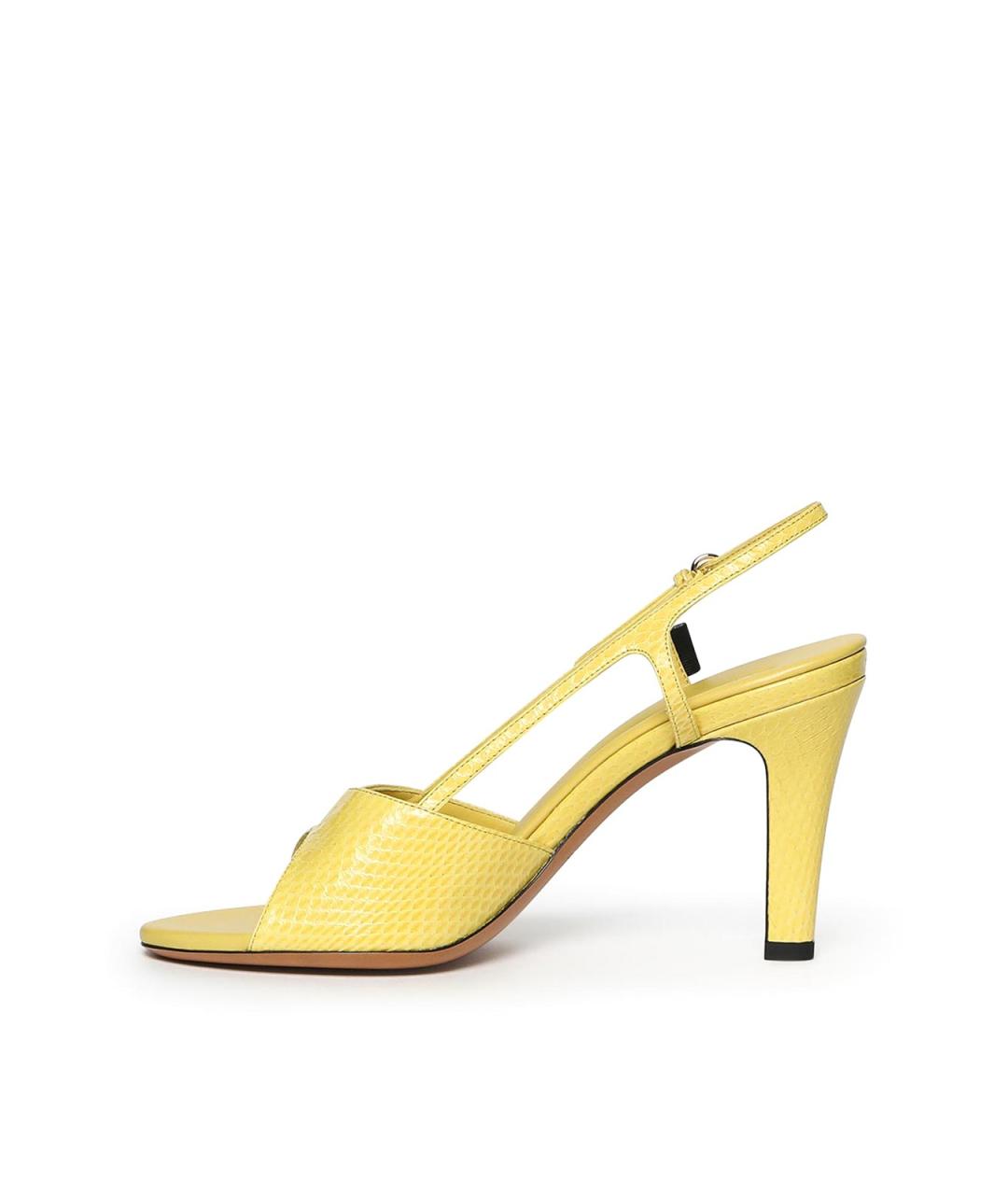 MIU MIU Желтые кожаные босоножки, фото 4
