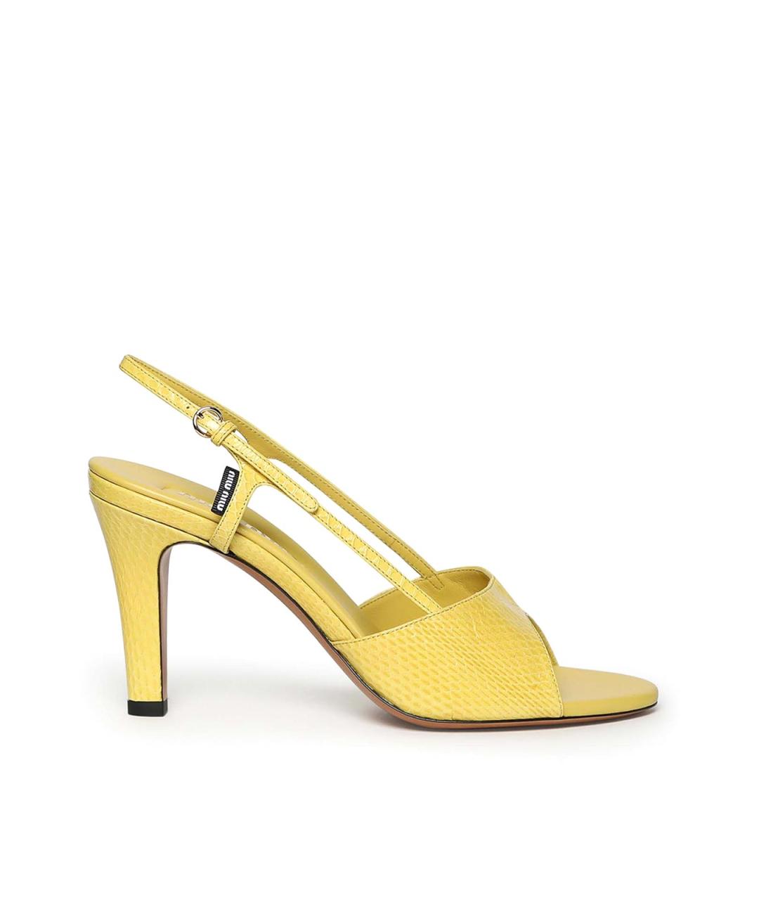 MIU MIU Желтые кожаные босоножки, фото 1