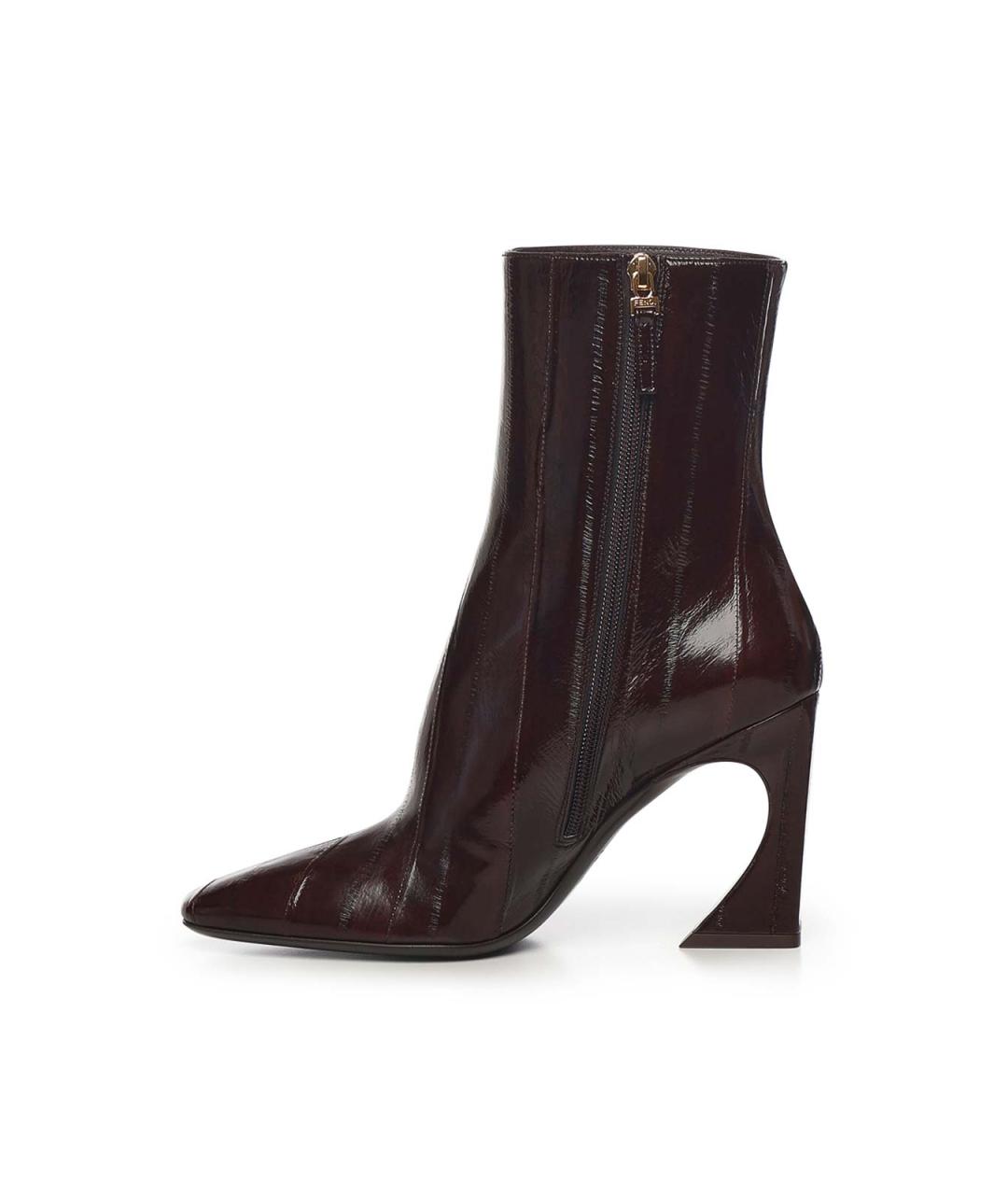 FENDI Коричневые кожаные ботильоны, фото 4