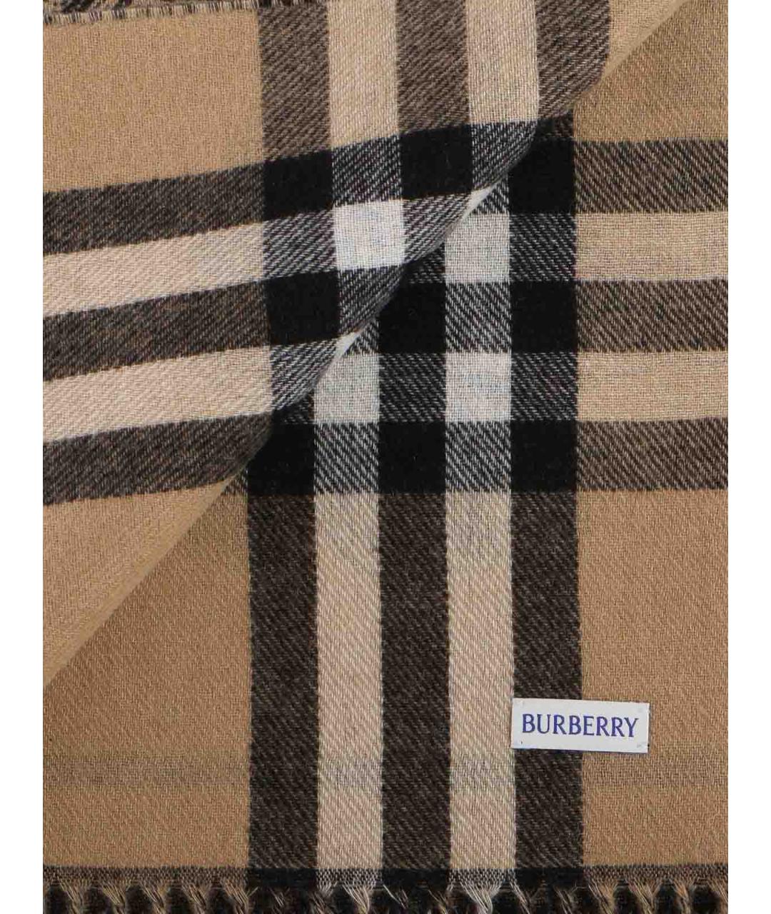 BURBERRY Коричневый кашемировый шарф, фото 2