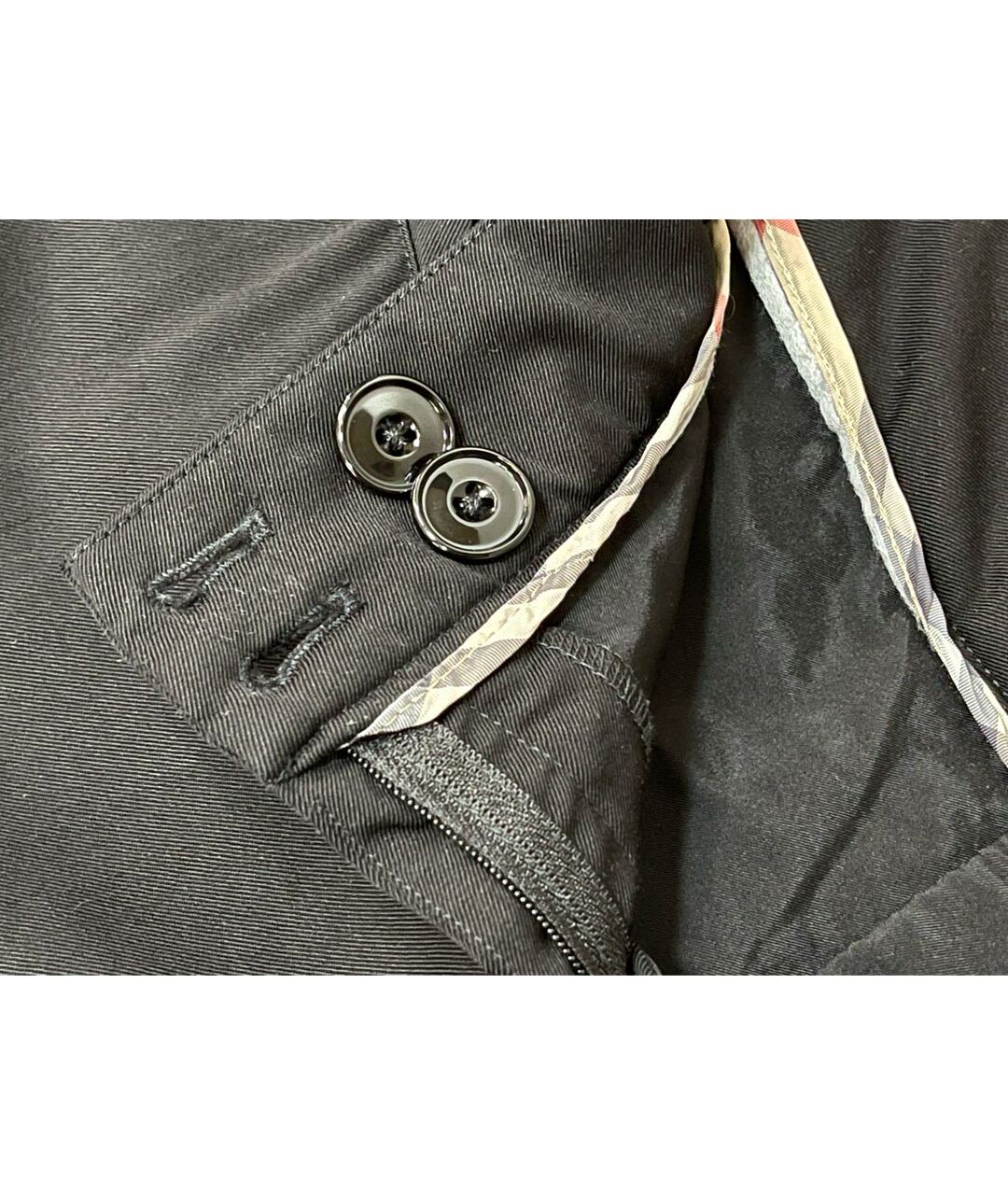 BURBERRY Черные хлопко-эластановые брюки широкие, фото 5