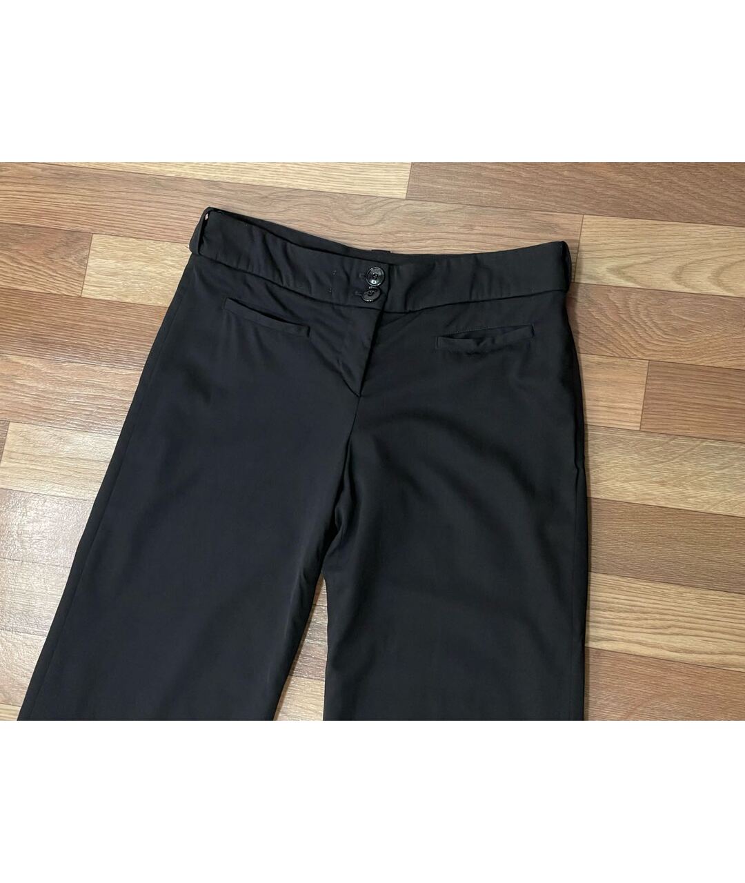 BURBERRY Черные хлопко-эластановые брюки широкие, фото 2