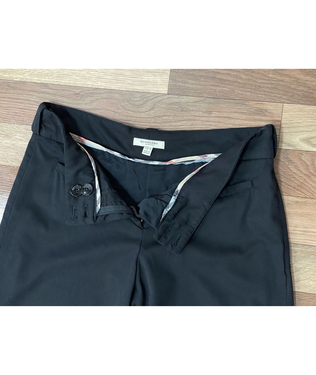 BURBERRY Черные хлопко-эластановые брюки широкие, фото 3