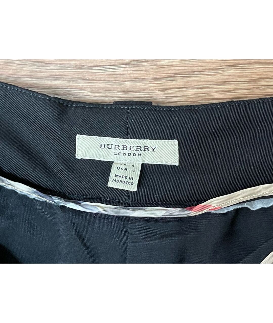 BURBERRY Черные хлопко-эластановые брюки широкие, фото 4