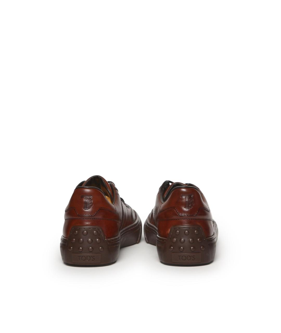 TOD'S Коричневые кожаные низкие кроссовки / кеды, фото 3