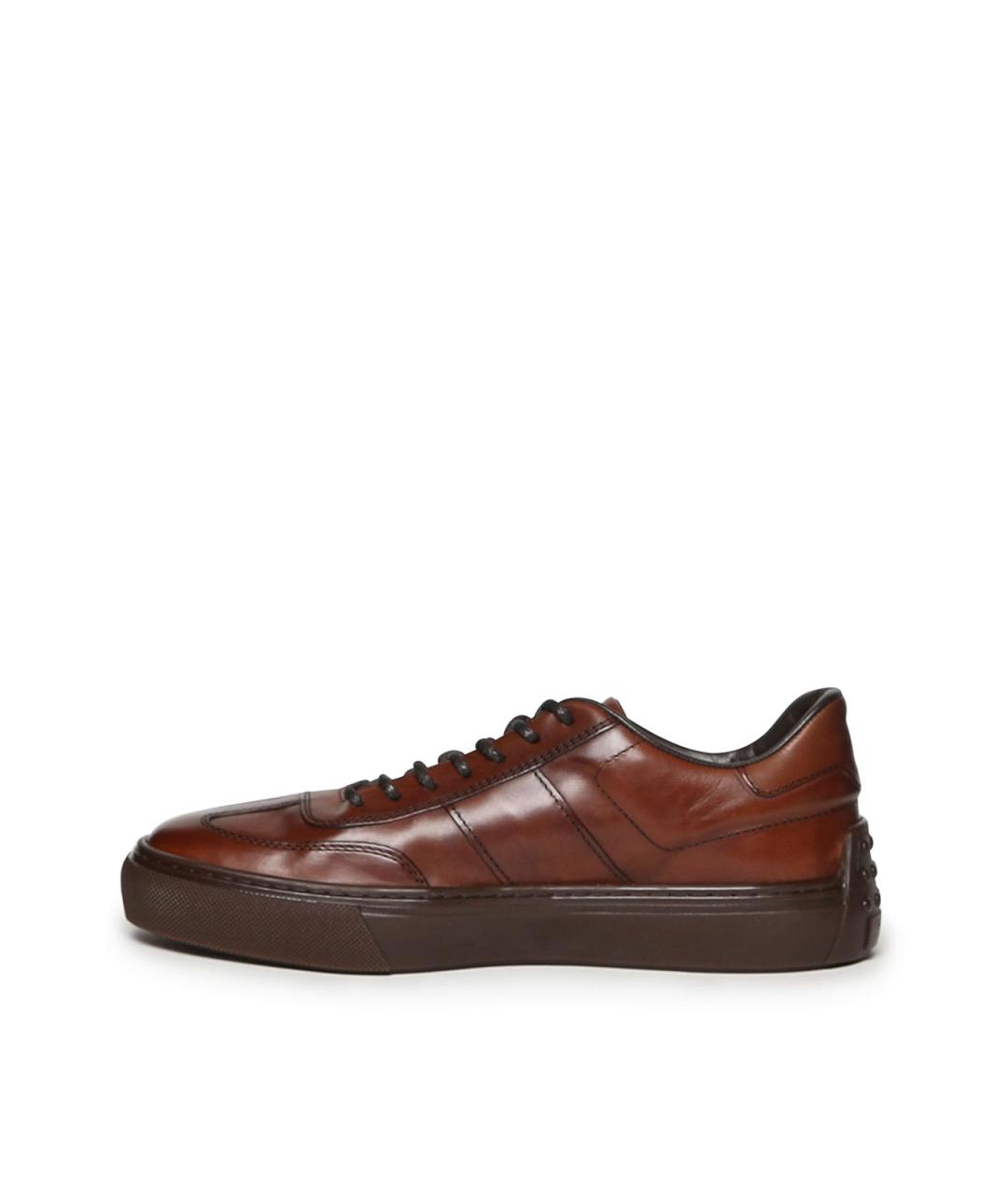 TOD'S Коричневые кожаные низкие кроссовки / кеды, фото 4