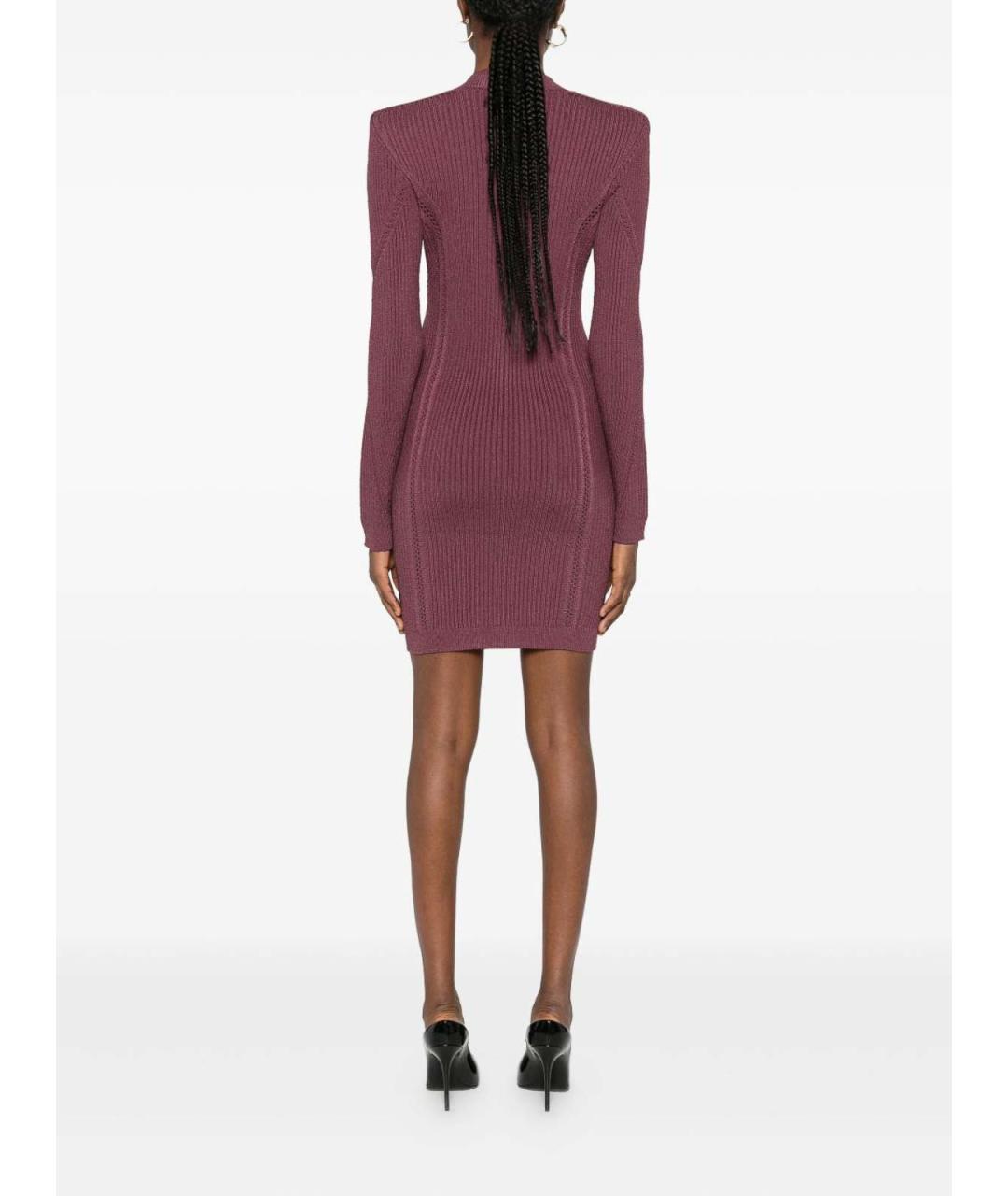 BALMAIN Фиолетовое полиэстеровое повседневное платье, фото 3