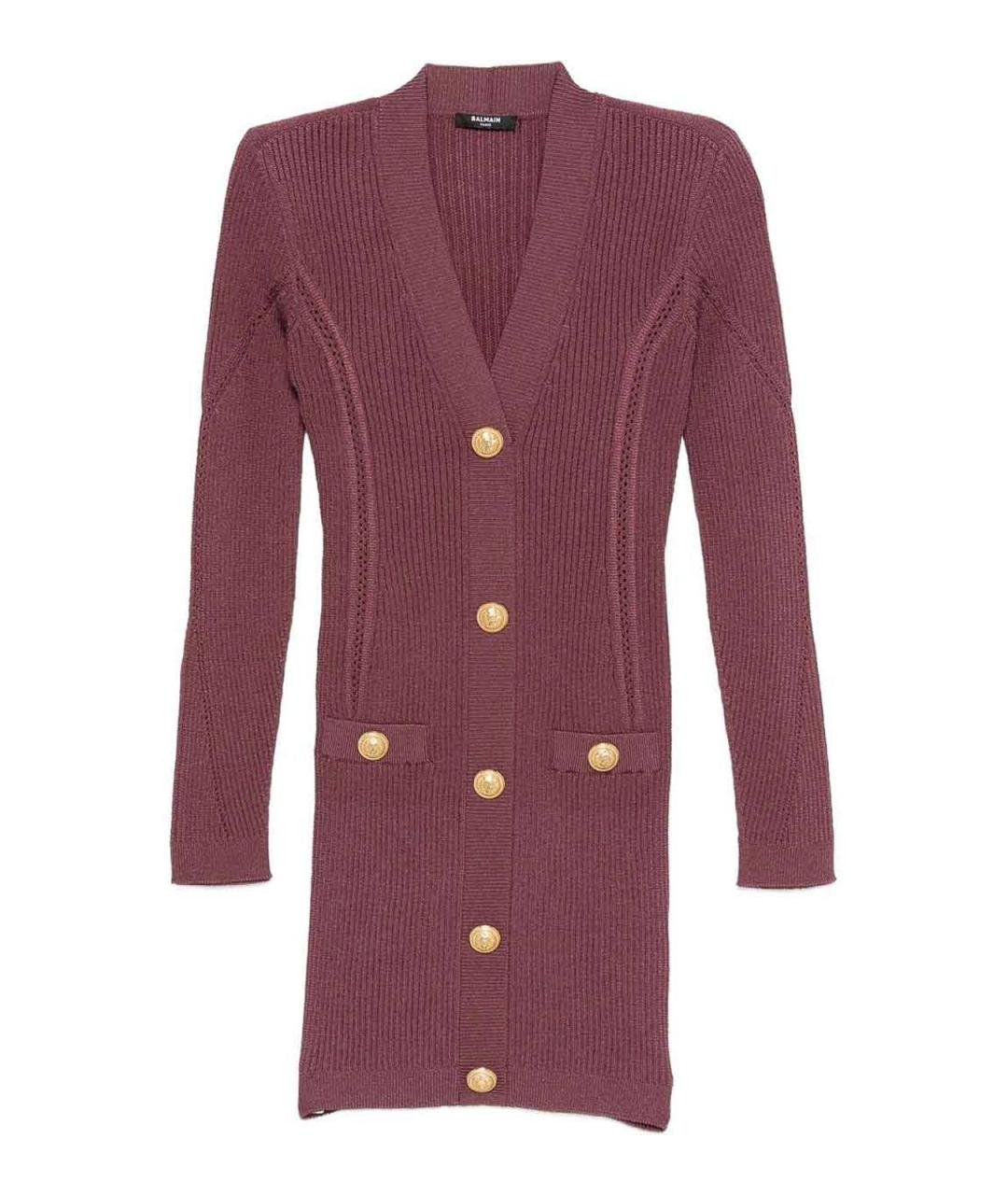 BALMAIN Фиолетовое полиэстеровое повседневное платье, фото 1