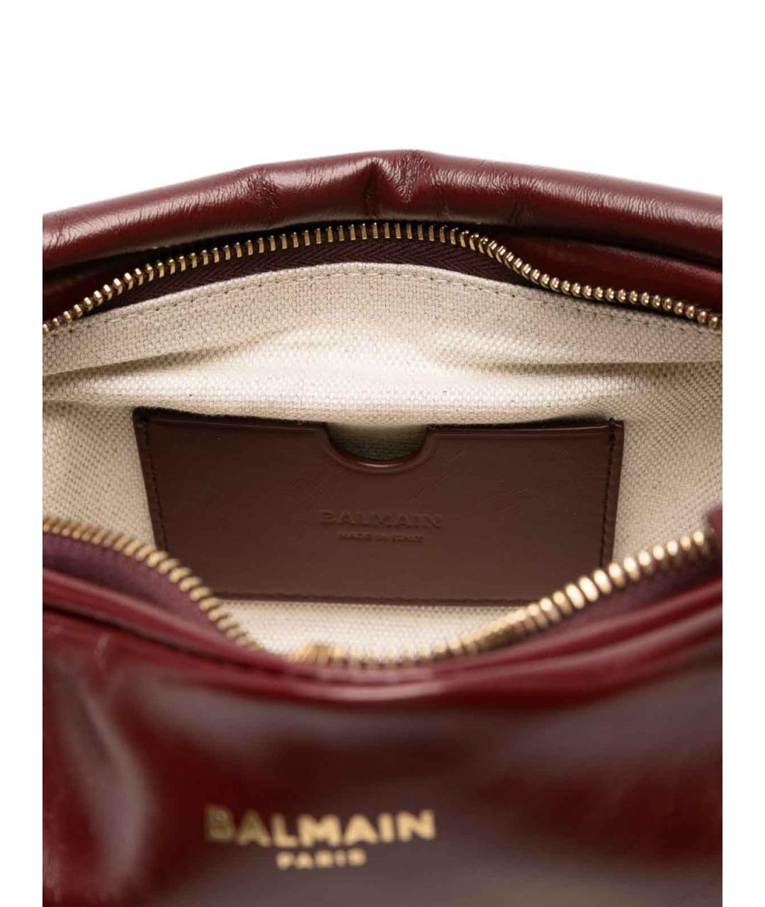 BALMAIN Бордовая кожаная сумка через плечо, фото 2