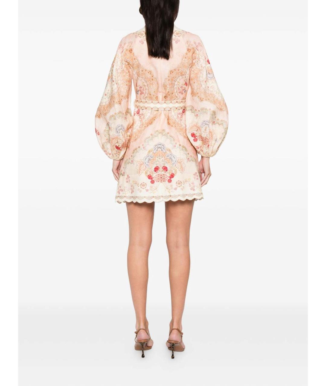 ZIMMERMANN Бежевое льняное повседневное платье, фото 3