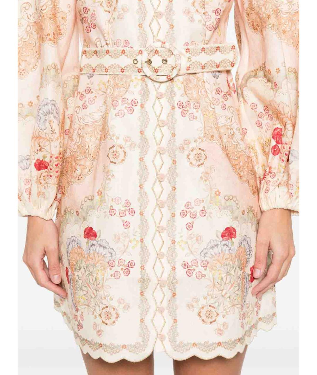 ZIMMERMANN Бежевое льняное повседневное платье, фото 2