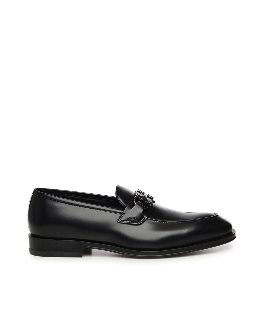 FERRAGAMO Черные кожаные лоферы, фото 1
