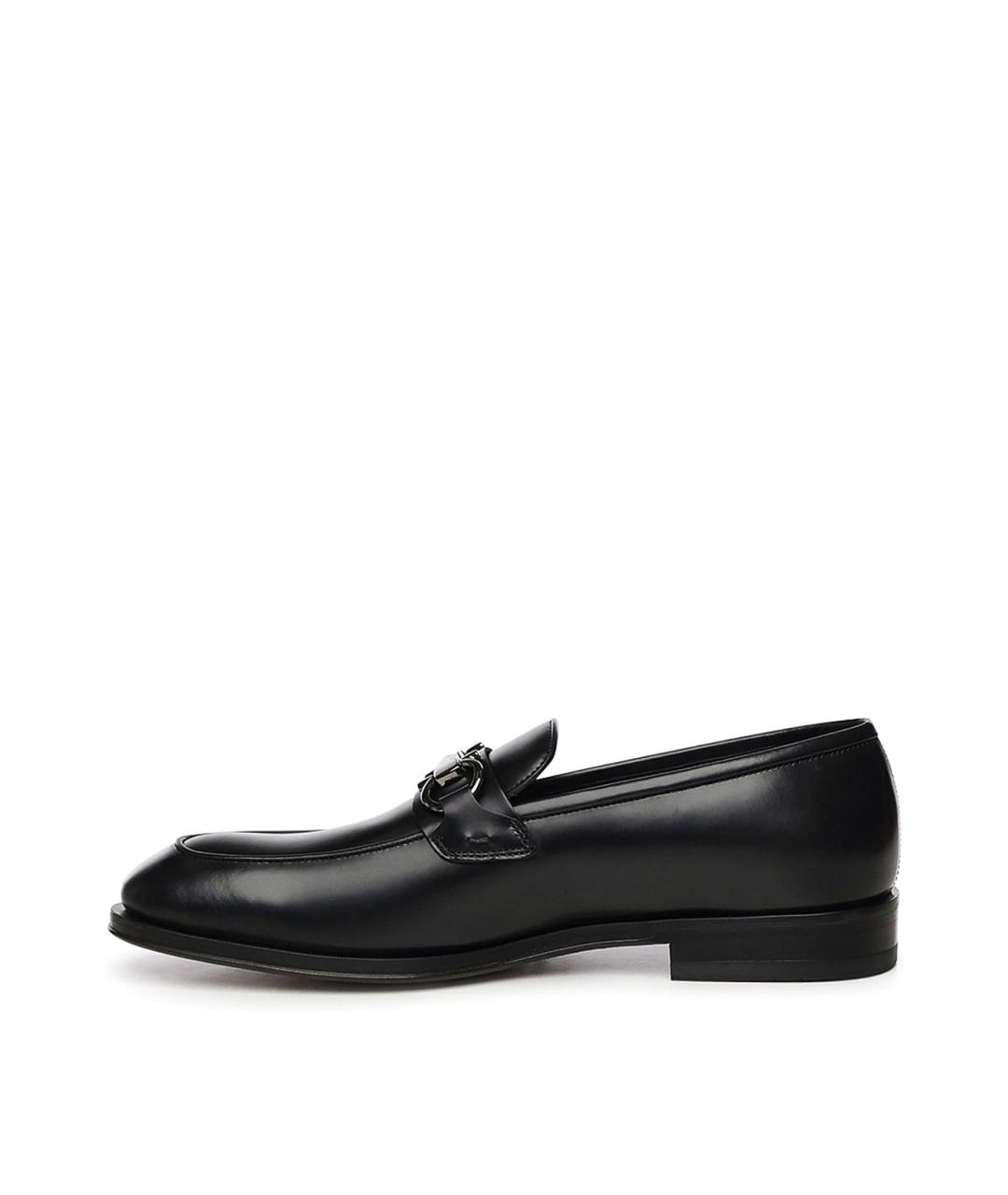 FERRAGAMO Черные кожаные лоферы, фото 4