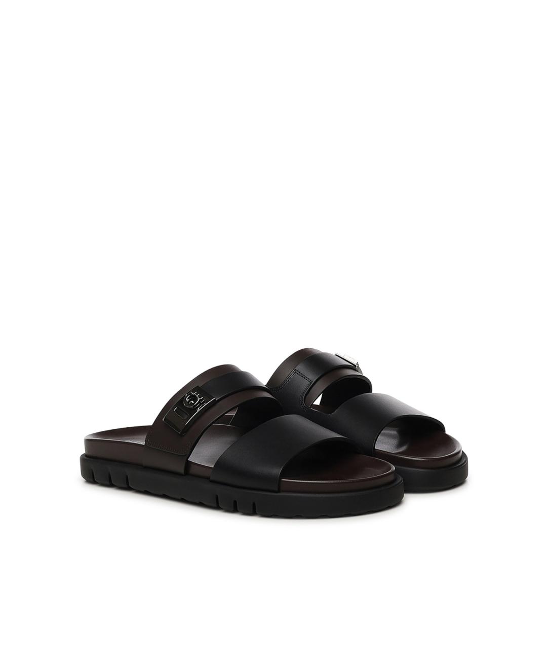 FERRAGAMO Черные кожаные сандалии, фото 2