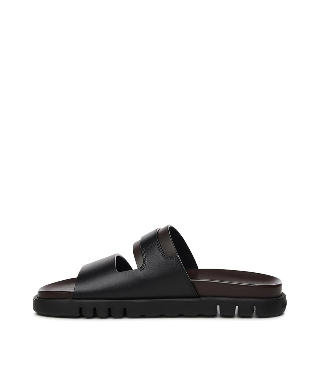 FERRAGAMO Черные кожаные сандалии, фото 4