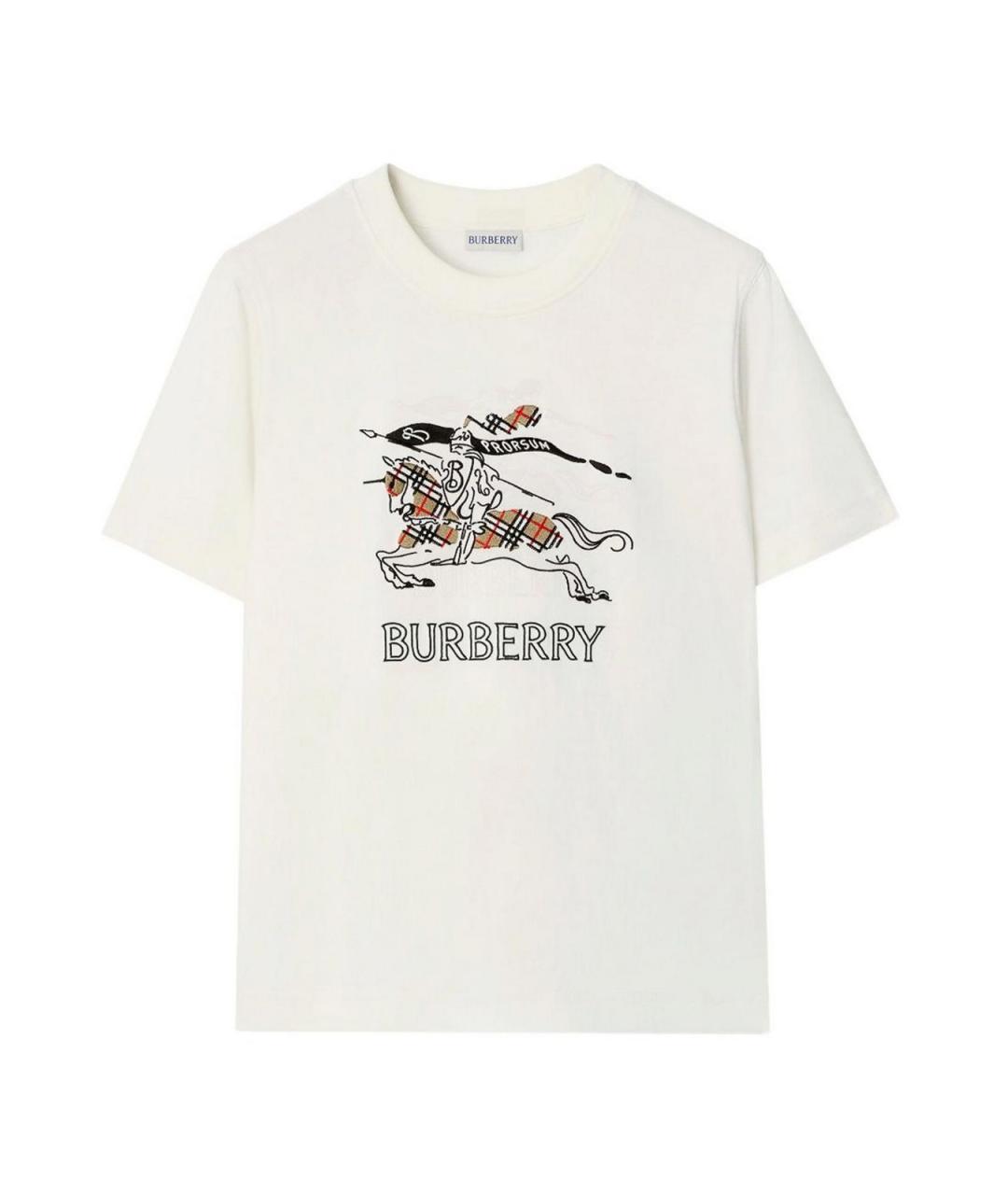 BURBERRY Белая хлопковая футболка, фото 1