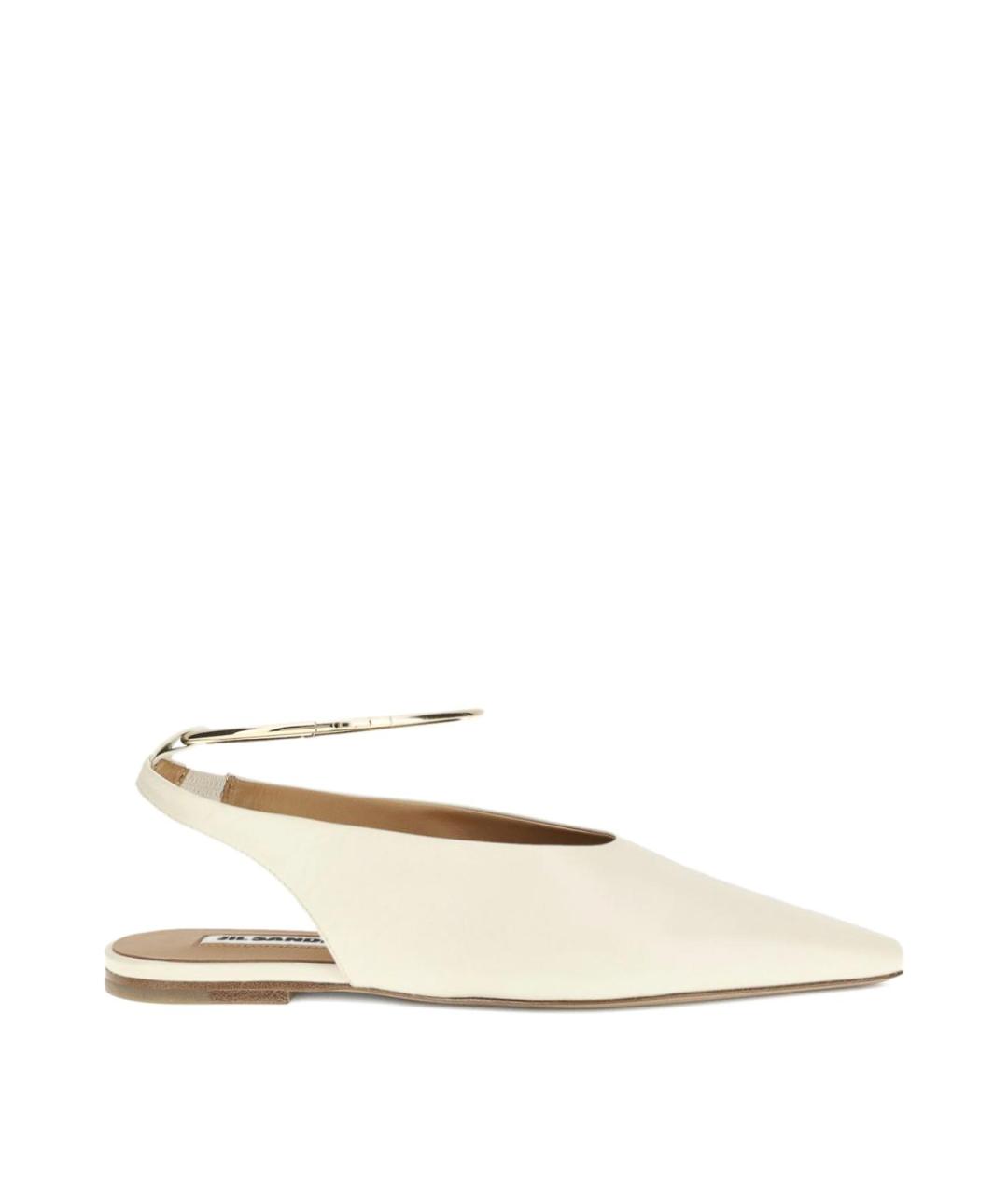 JIL SANDER Белые кожаные балетки, фото 1