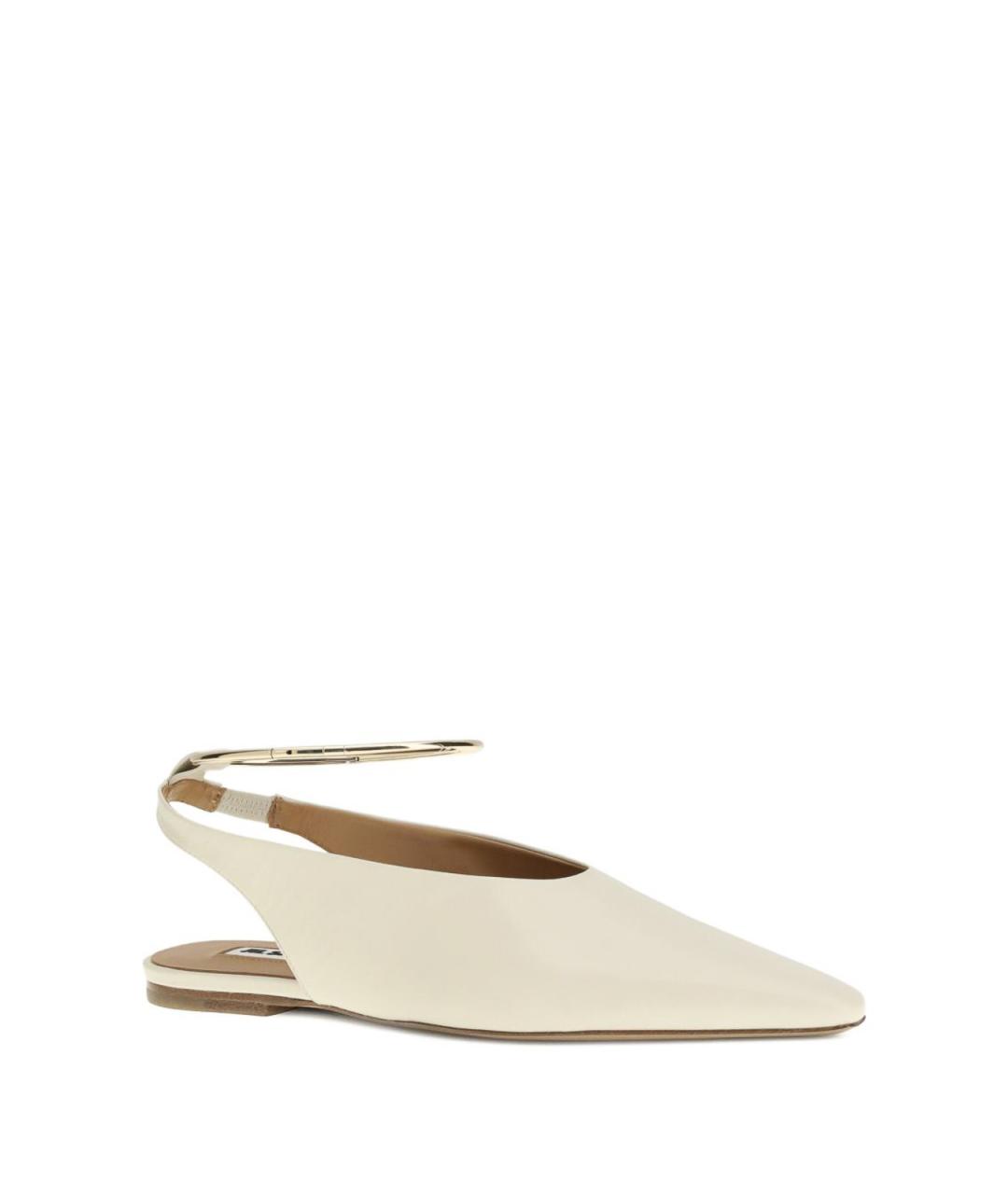 JIL SANDER Белые кожаные балетки, фото 2