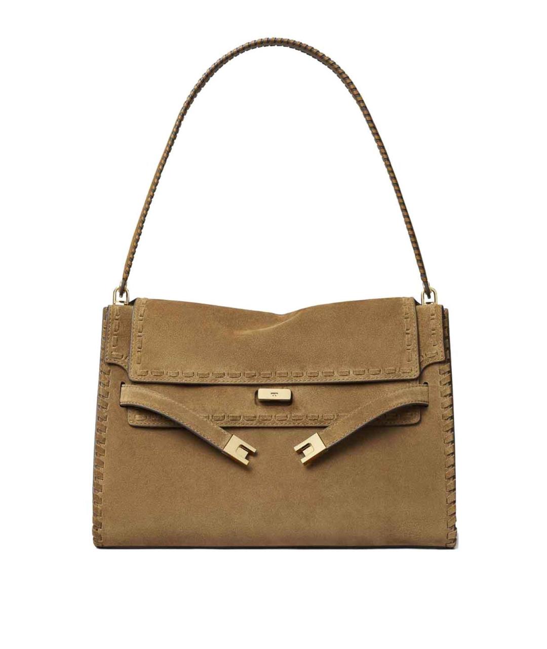 TORY BURCH Коричневая замшевая сумка через плечо, фото 1