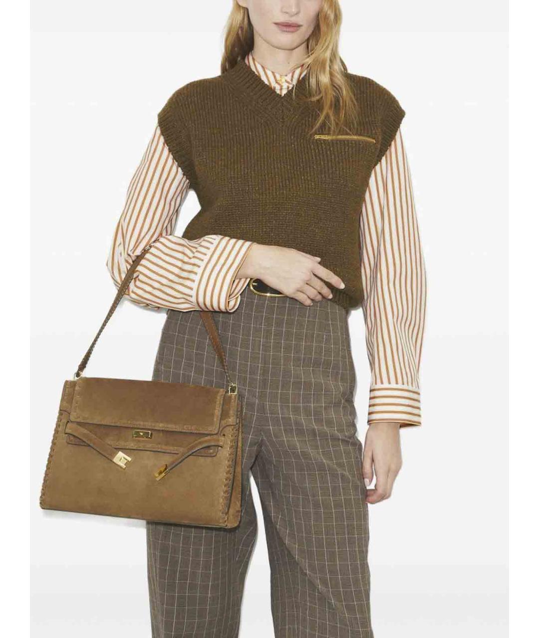 TORY BURCH Коричневая замшевая сумка через плечо, фото 2