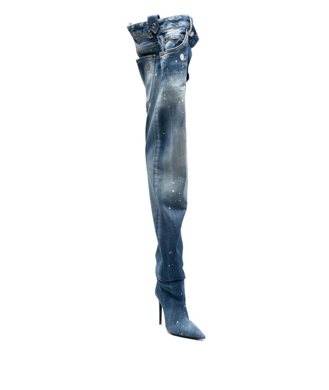 DSQUARED2 Синие кожаные сапоги, фото 4