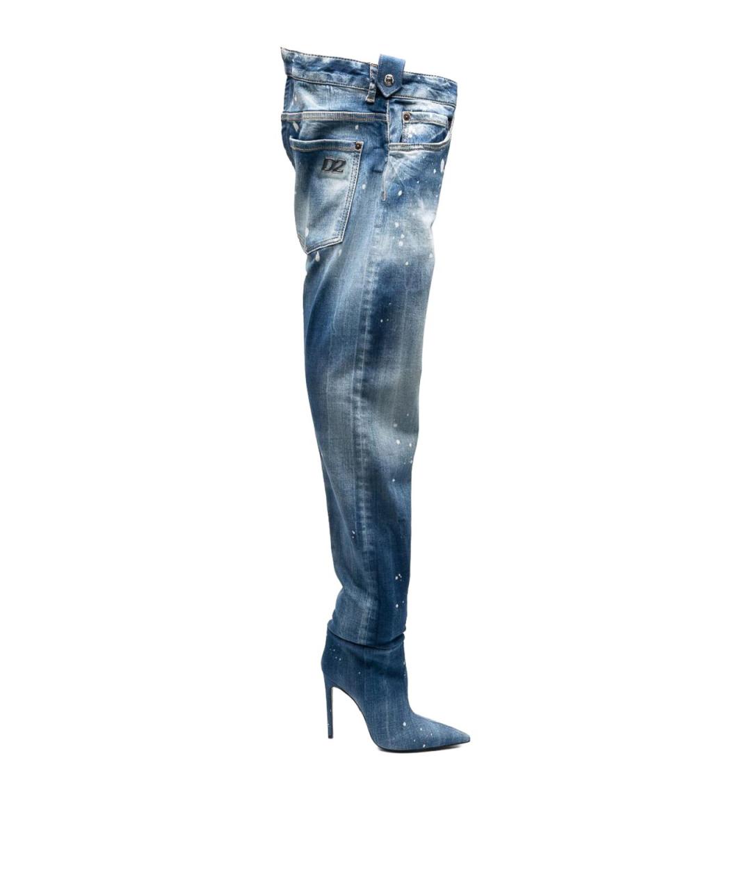 DSQUARED2 Синие кожаные сапоги, фото 1