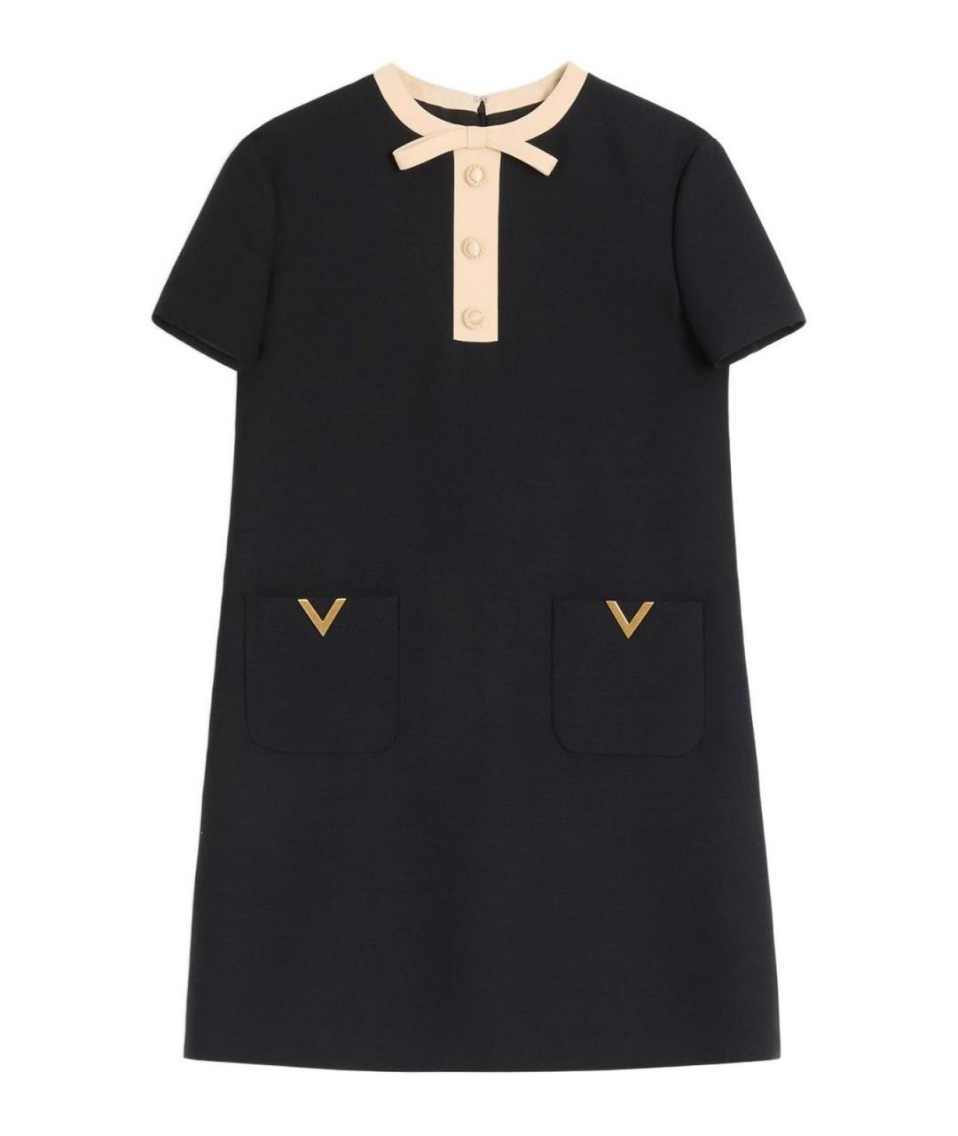 VALENTINO Черное шерстяное повседневное платье, фото 1