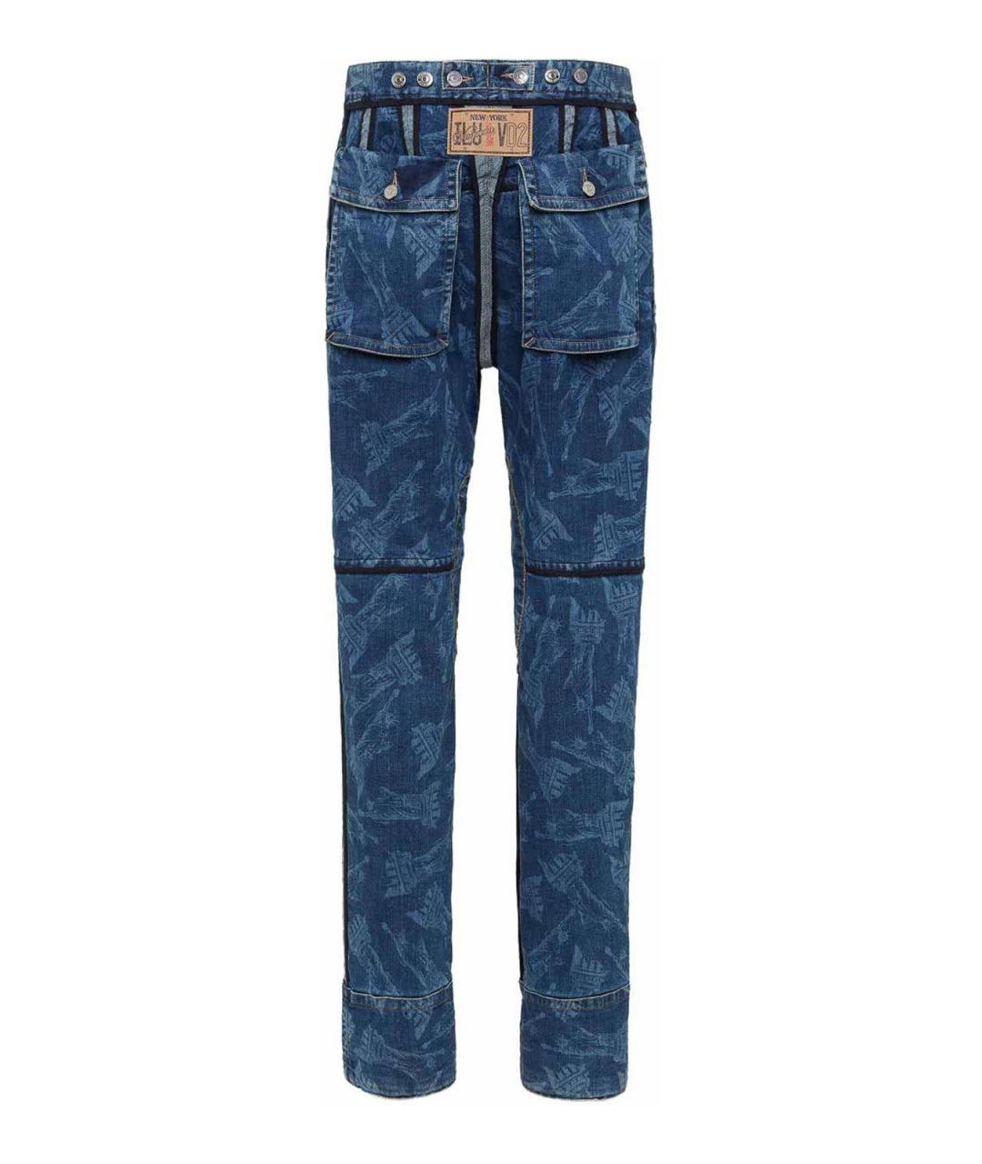 DSQUARED2 Синие хлопковые брюки широкие, фото 2