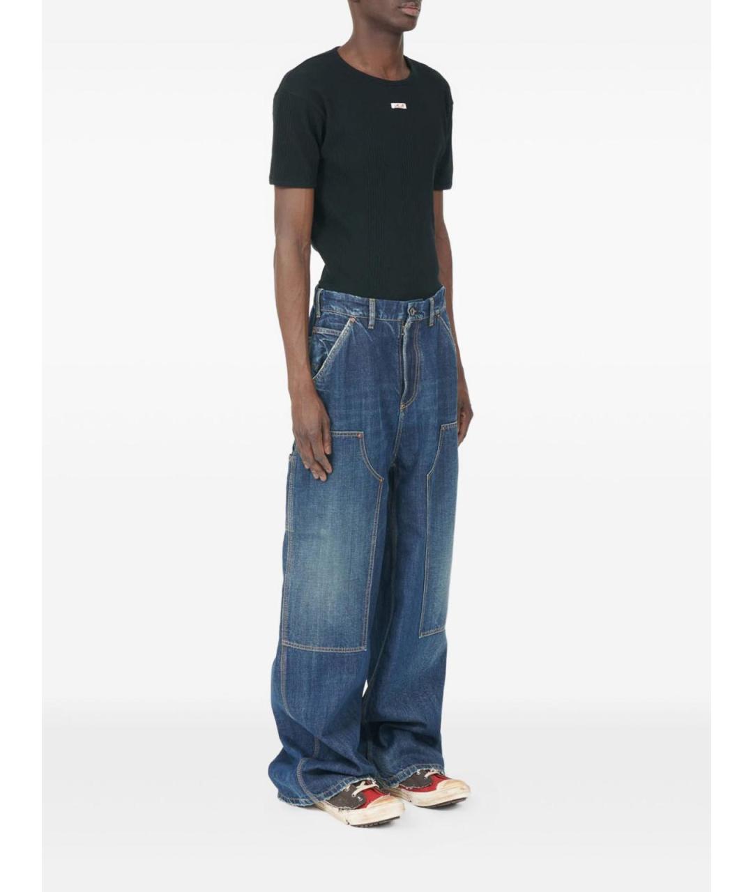 MAISON MARGIELA Синие хлопковые прямые джинсы, фото 4