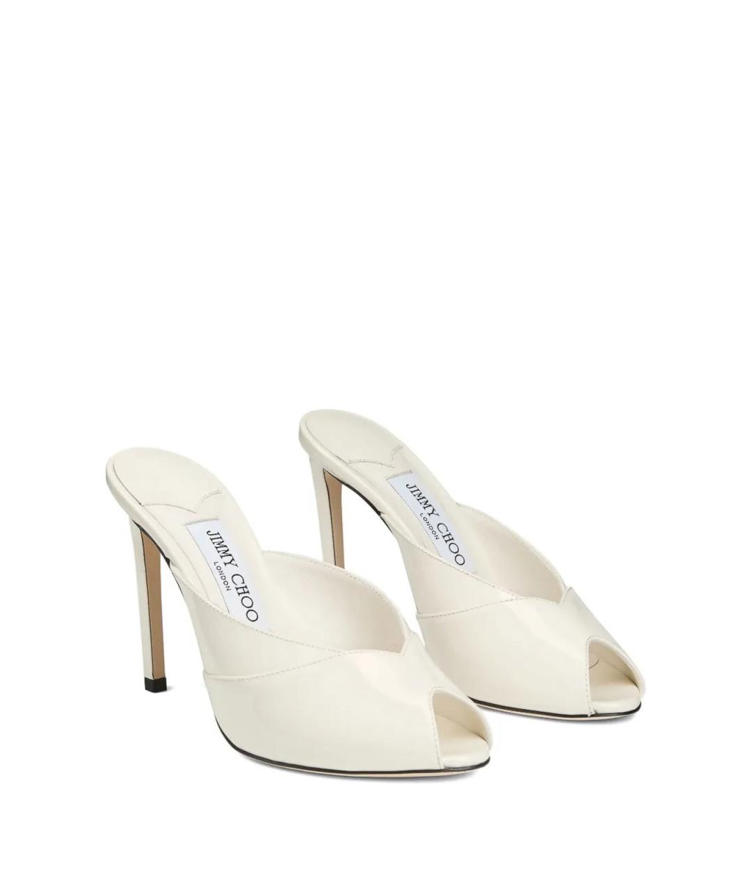 JIMMY CHOO Белые кожаные мюли, фото 2