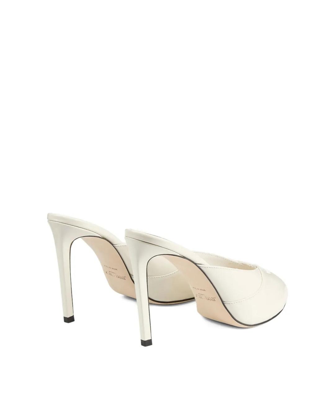 JIMMY CHOO Белые кожаные мюли, фото 4