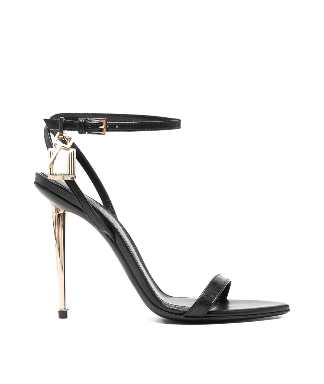 TOM FORD Черные кожаные босоножки, фото 1