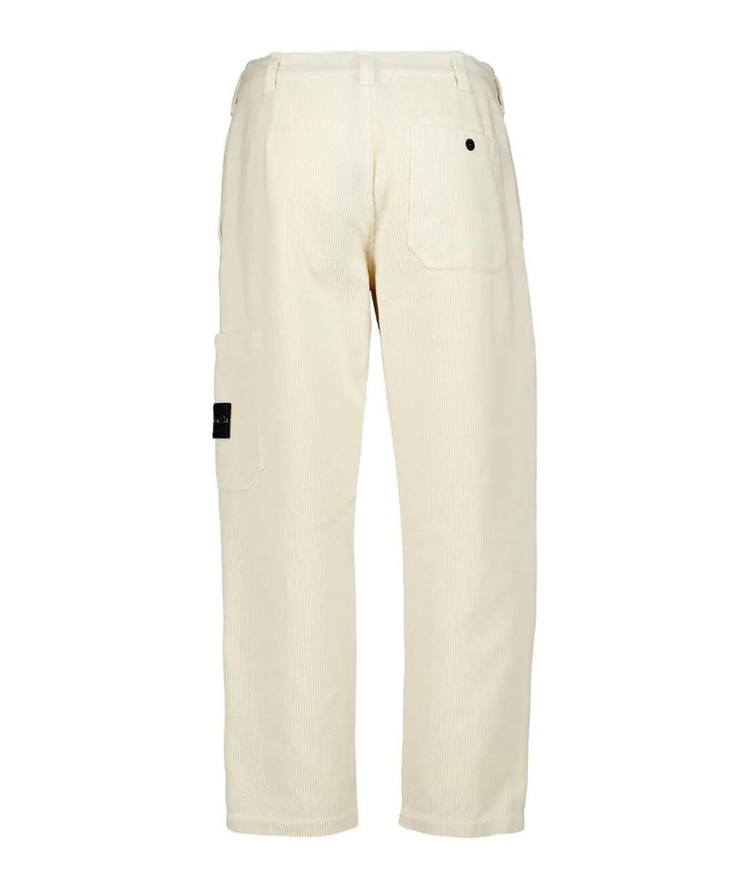 STONE ISLAND Белые хлопковые повседневные брюки, фото 2
