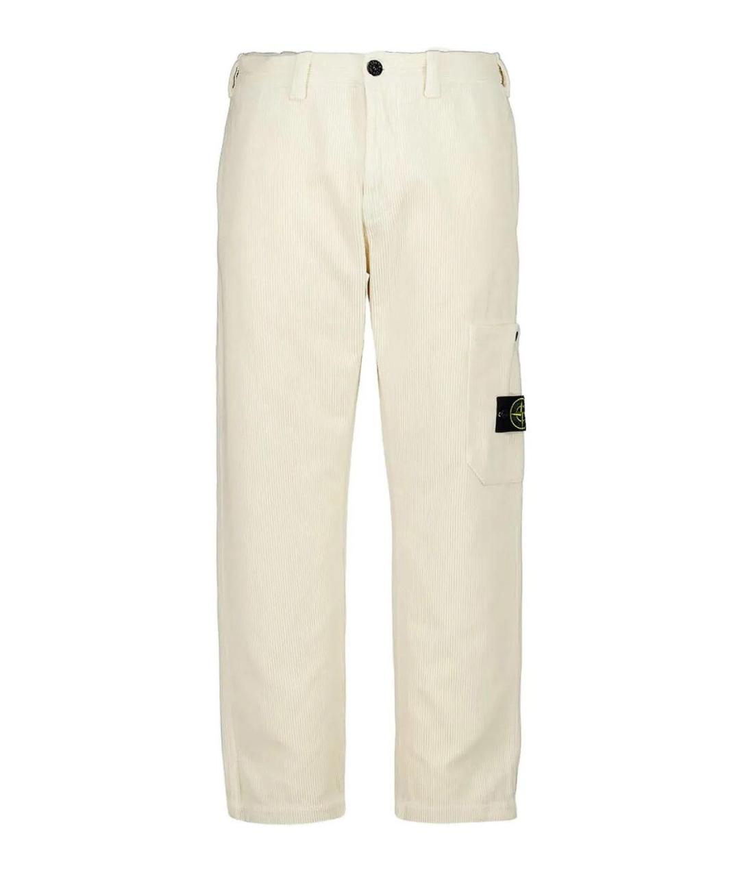 STONE ISLAND Белые хлопковые повседневные брюки, фото 1