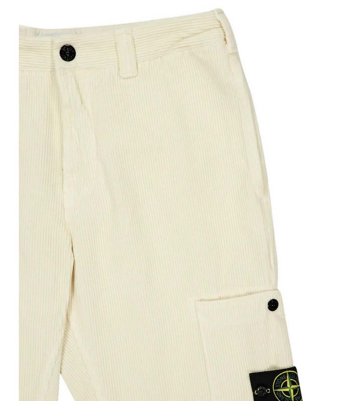 STONE ISLAND Белые хлопковые повседневные брюки, фото 3