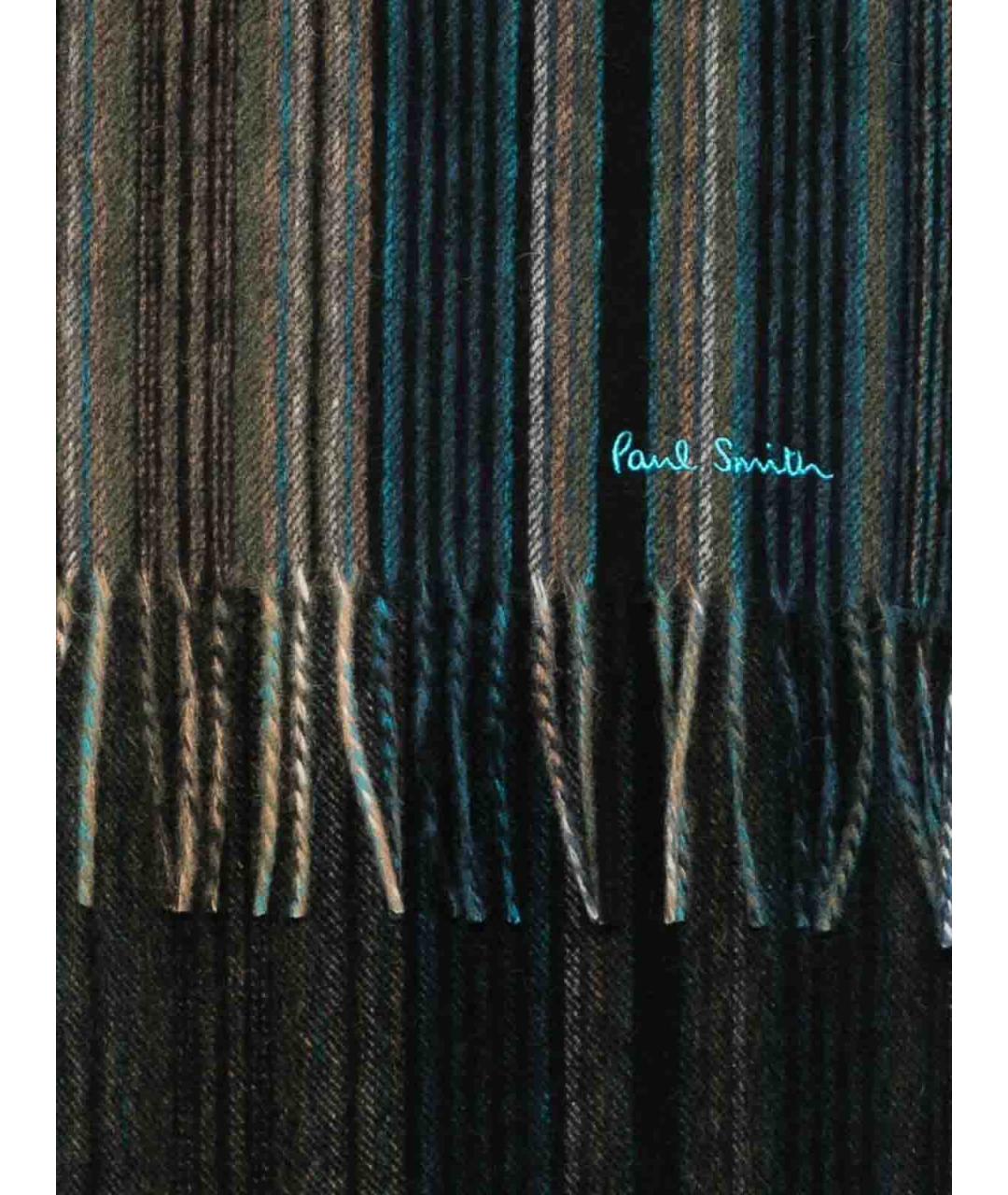 PAUL SMITH Черный шерстяной шарф, фото 2