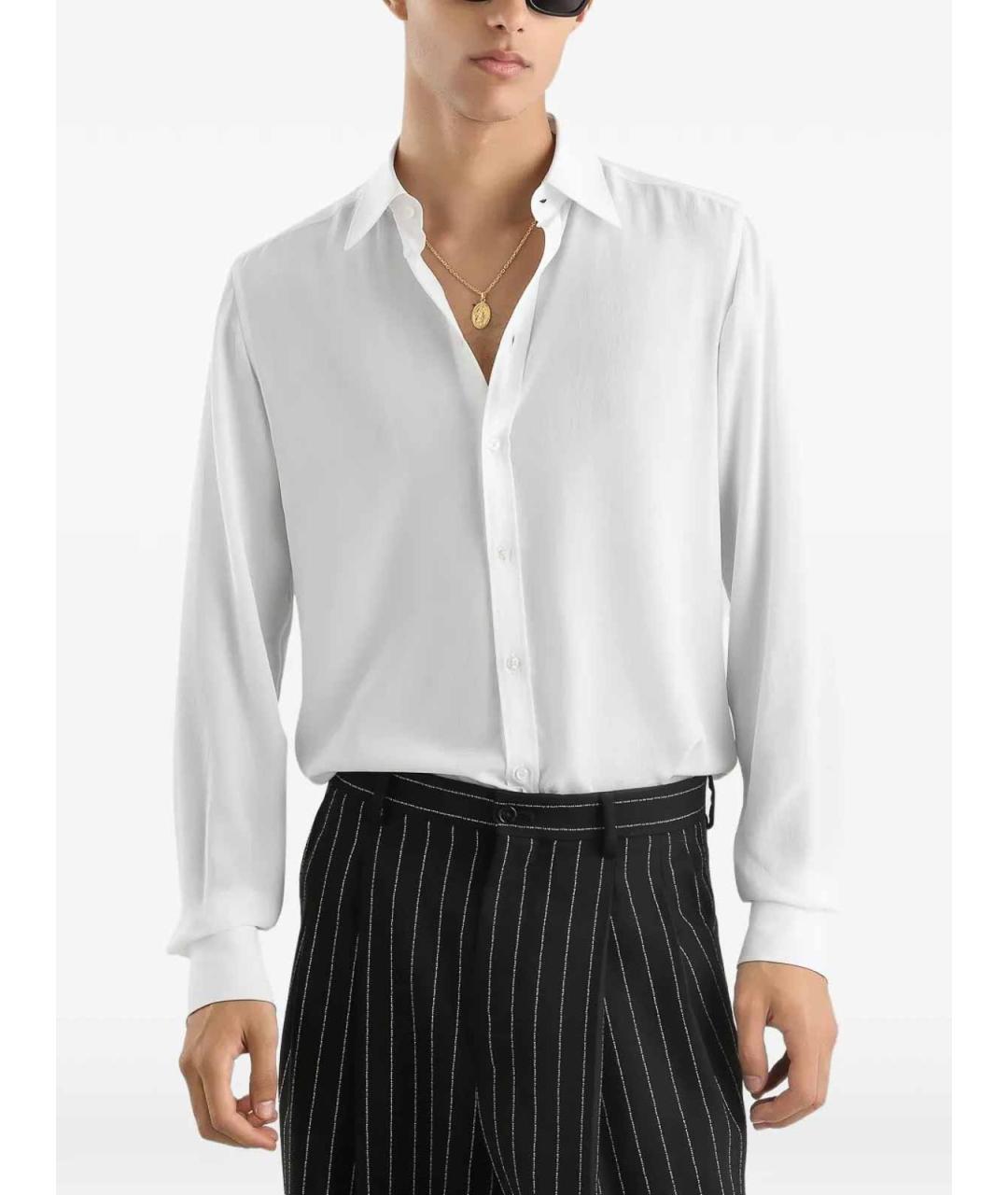 DOLCE&GABBANA Белая шелковая классическая рубашка, фото 3