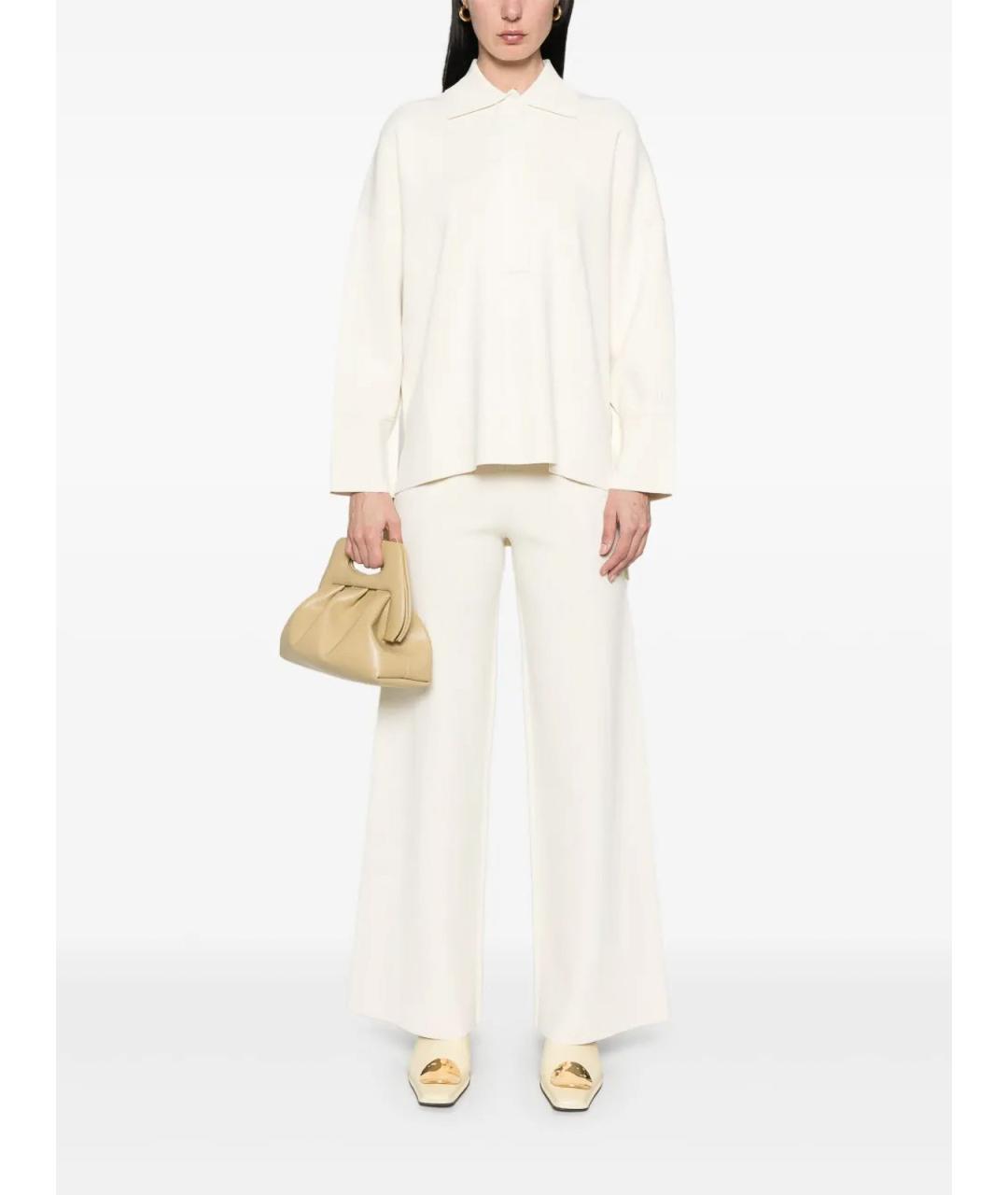 MAX MARA Белые шелковые брюки широкие, фото 2