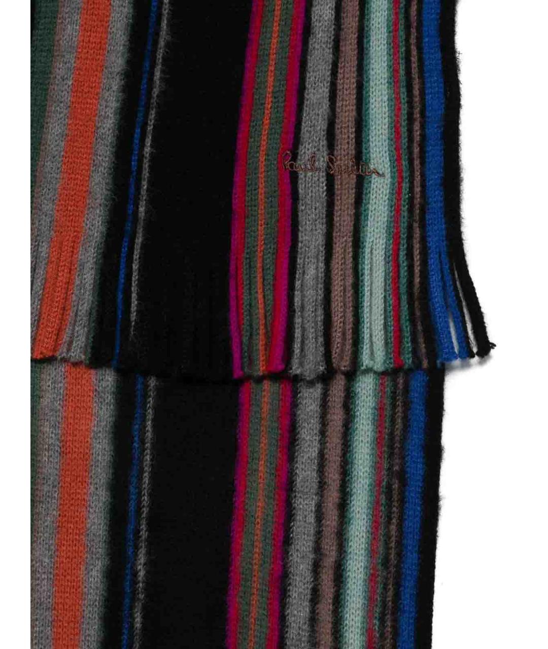 PAUL SMITH Черный шерстяной шарф, фото 2