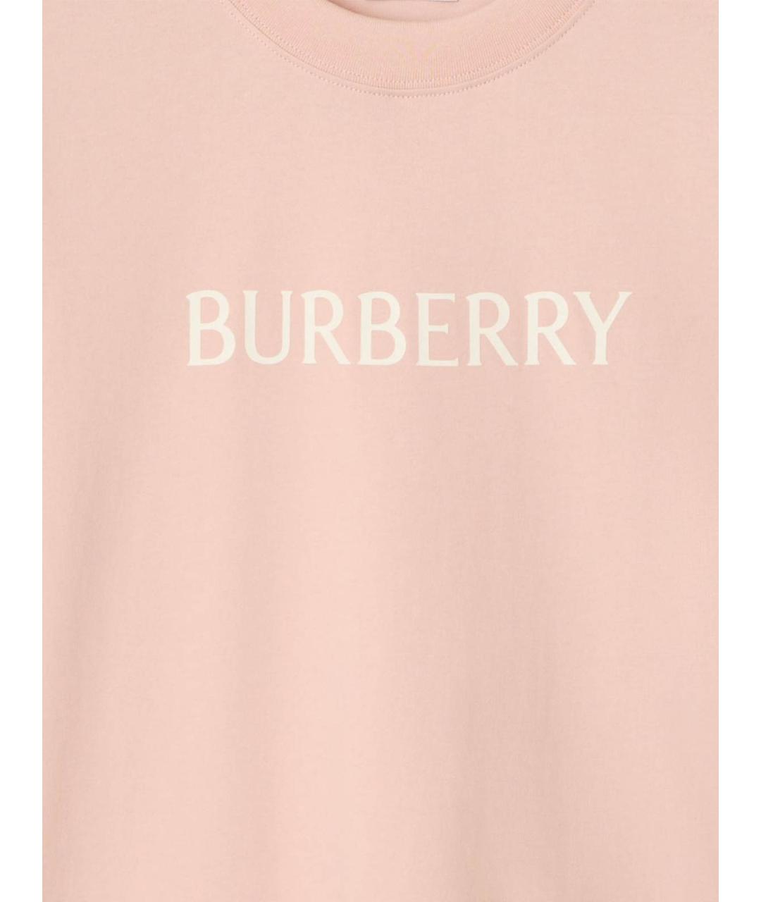 BURBERRY Розовая хлопковая футболка, фото 3