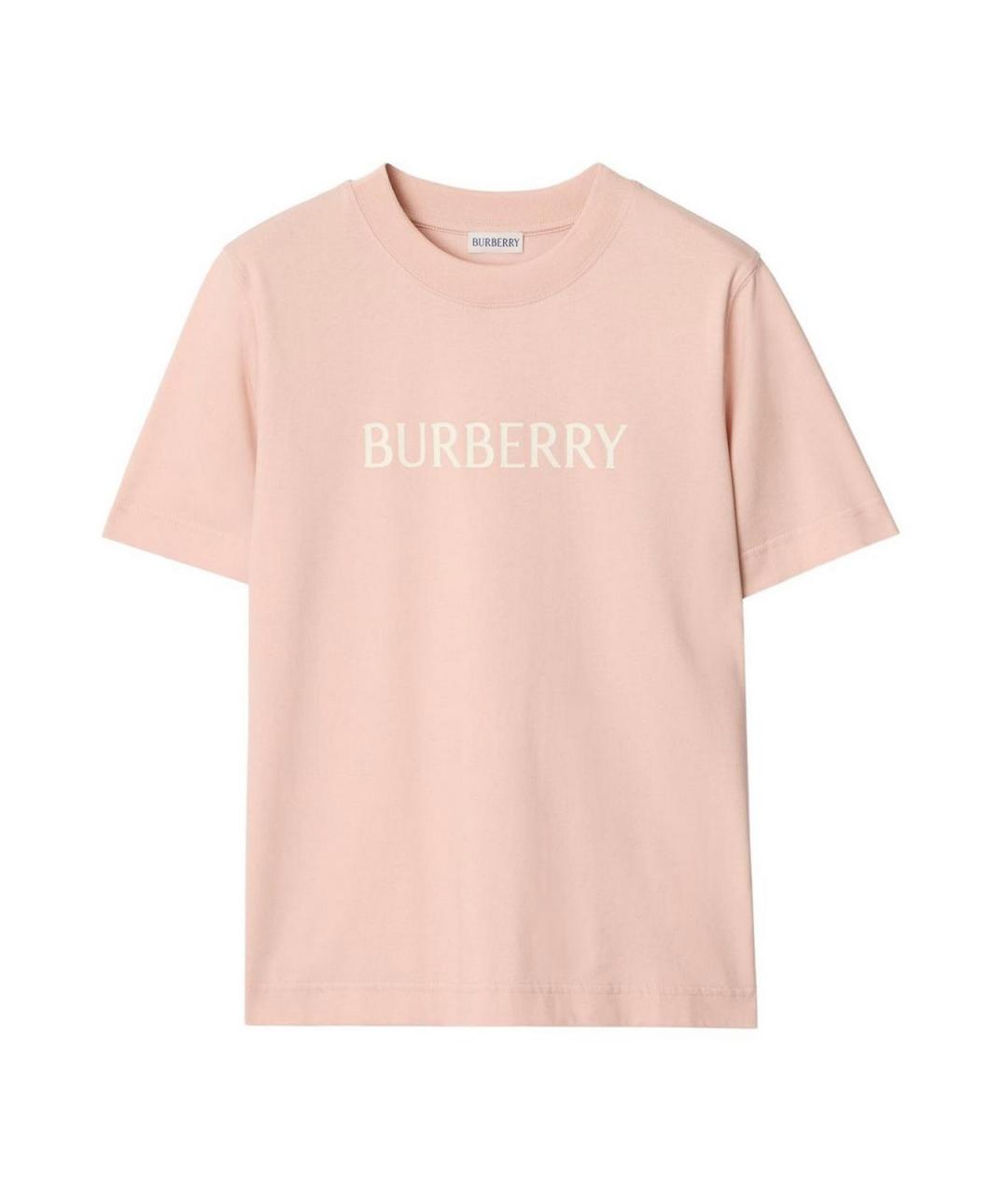 BURBERRY Розовая хлопковая футболка, фото 1
