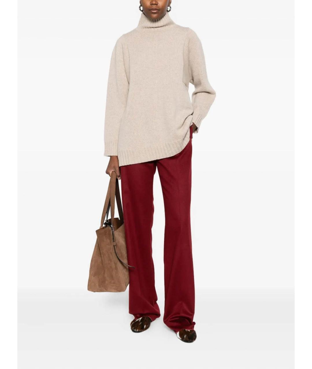 MAX MARA Бордовые прямые брюки, фото 2