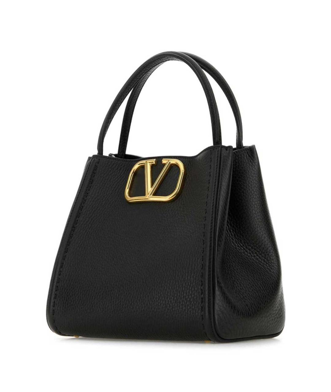 VALENTINO Черная кожаная сумка тоут, фото 2
