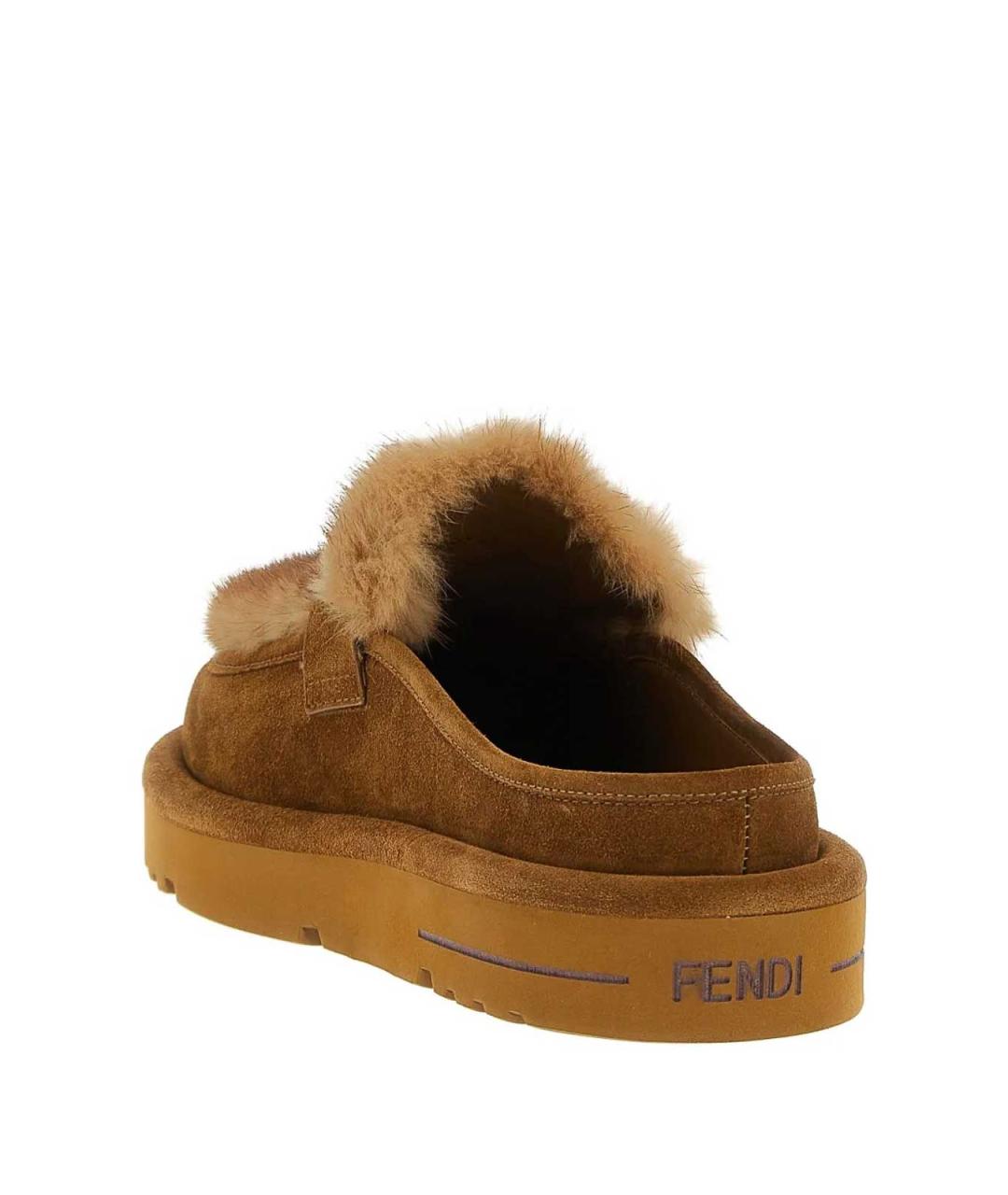 FENDI Коричневые кожаные мюли, фото 2