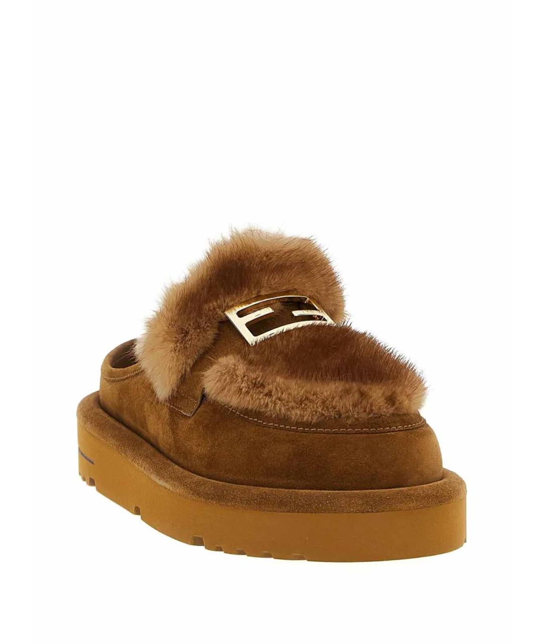 FENDI Коричневые кожаные мюли, фото 3