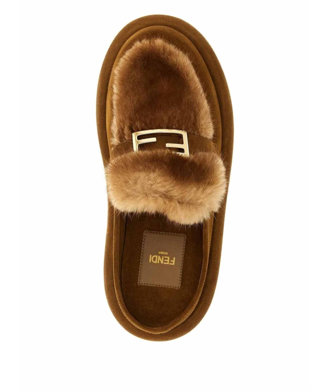 FENDI Коричневые кожаные мюли, фото 4