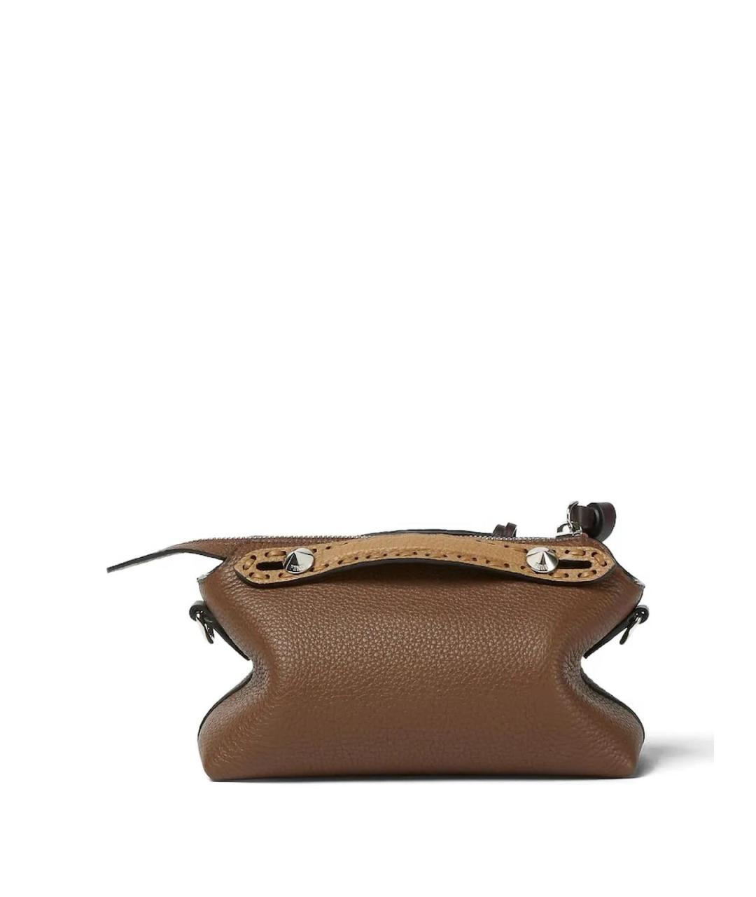 FENDI Коричневая кожаная сумка через плечо, фото 4